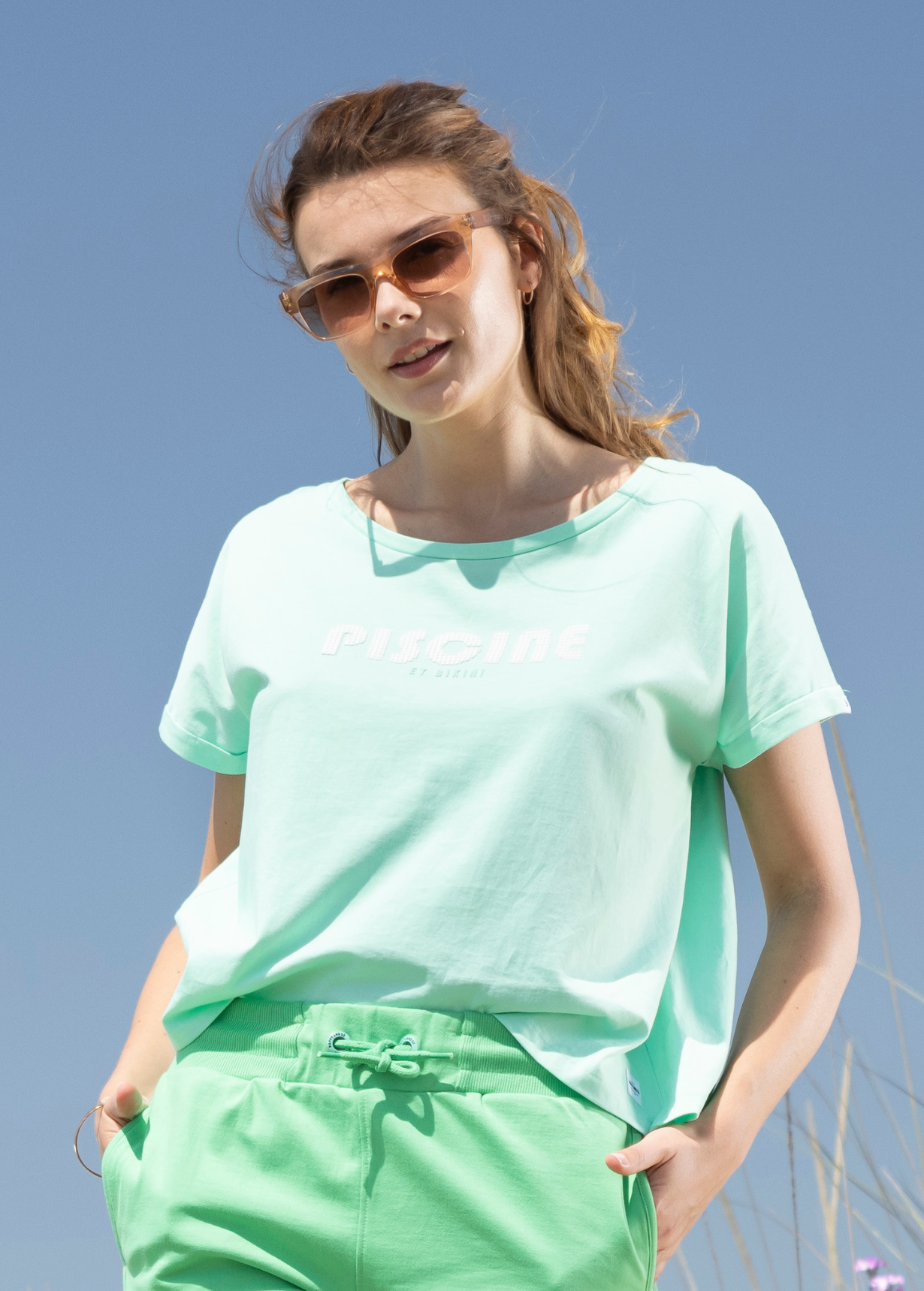 TEE-SHIRT COURT LOOSE MENTHE