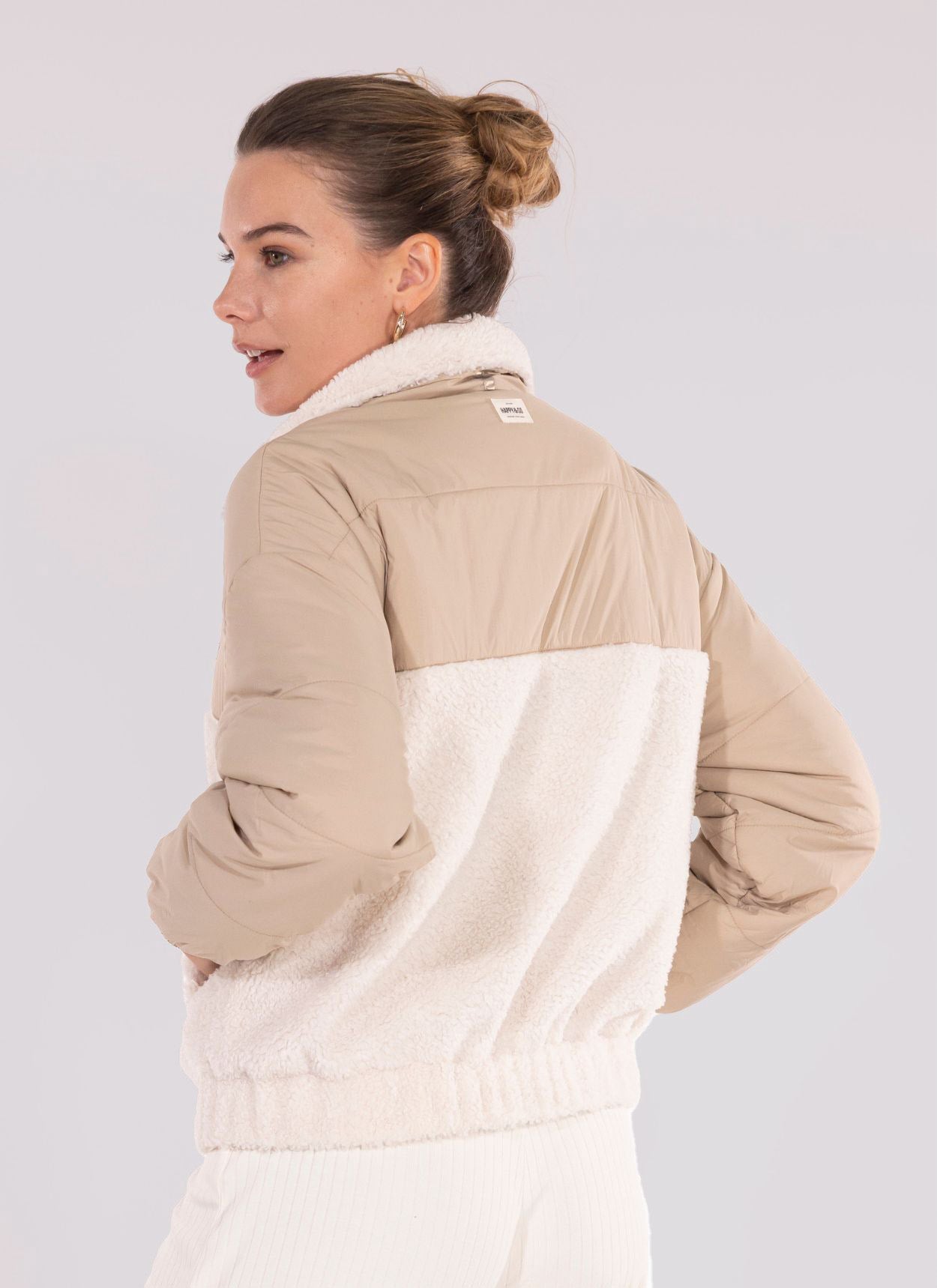 BLOUSON BI-MATIÉRE ADELE CRÈME - BEIGE
