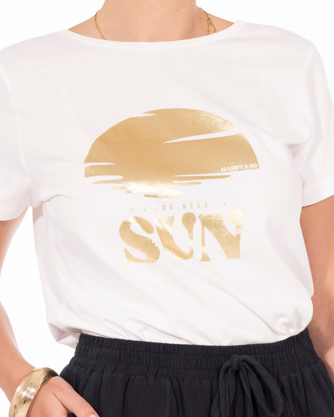 TEE-SHIRT COTON BLANC - OR