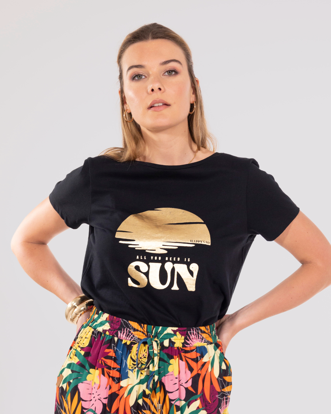 TEE-SHIRT COTON NOIR - OR