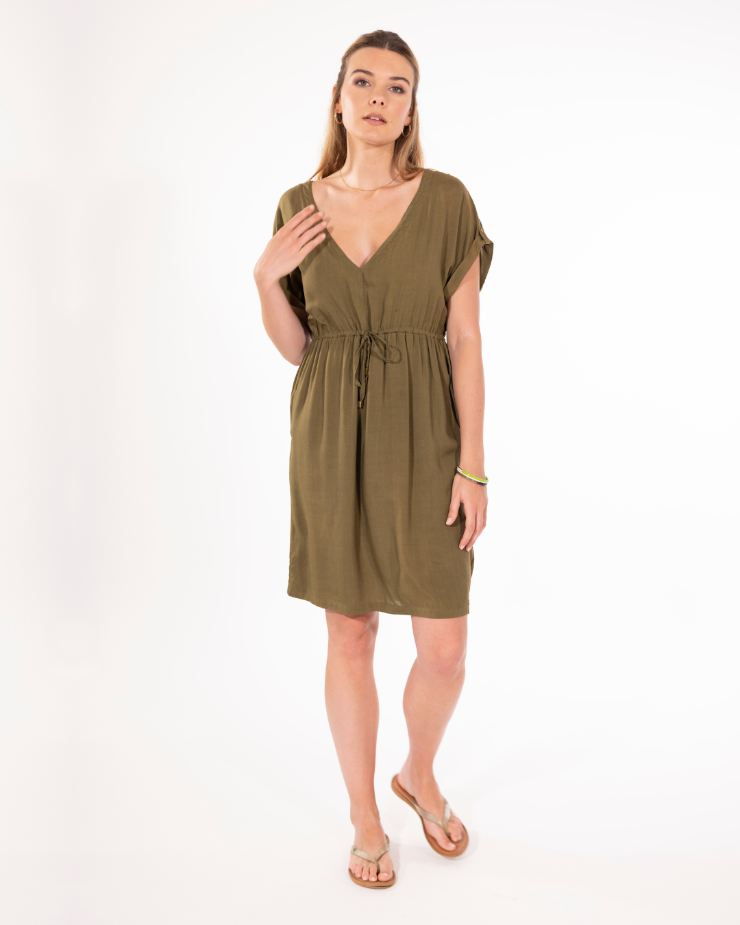 ROBE PLAGE UNIE KAKI - OR