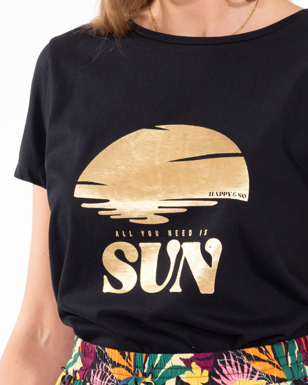 TEE-SHIRT COTON NOIR - OR