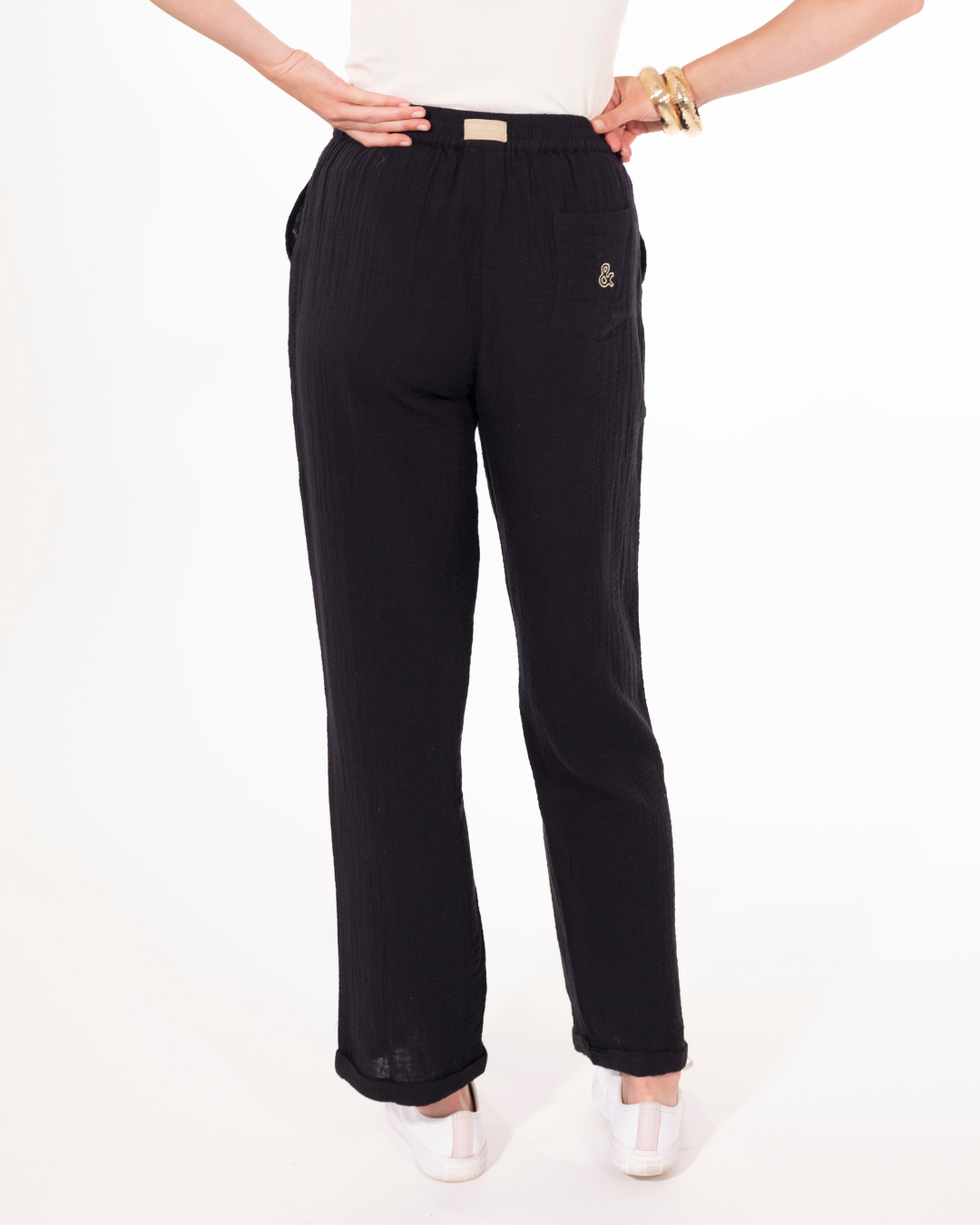 PANTALON FLUIDE GAZE NOIR