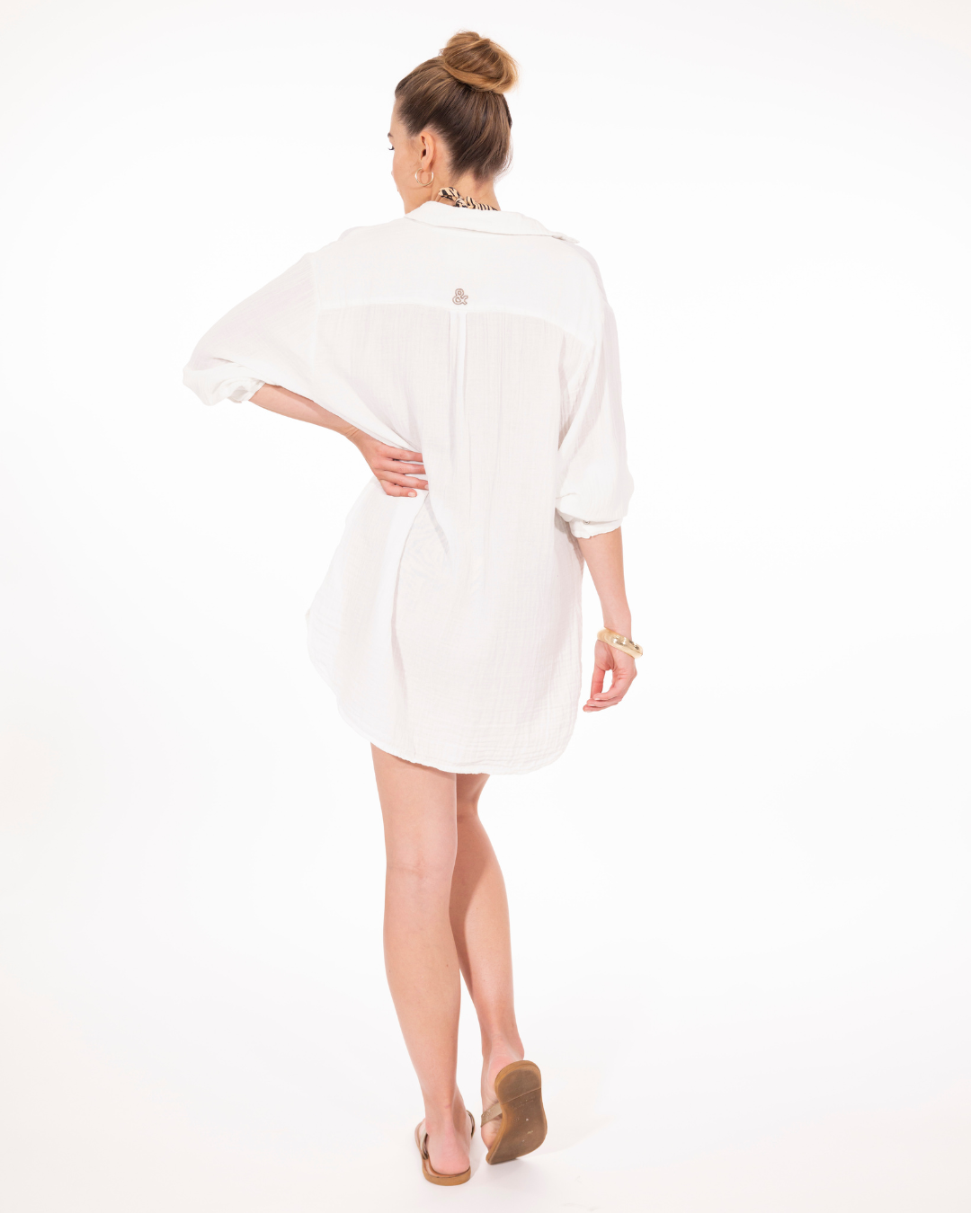 ROBE CHEMISE FLUIDE GAZE BLANC