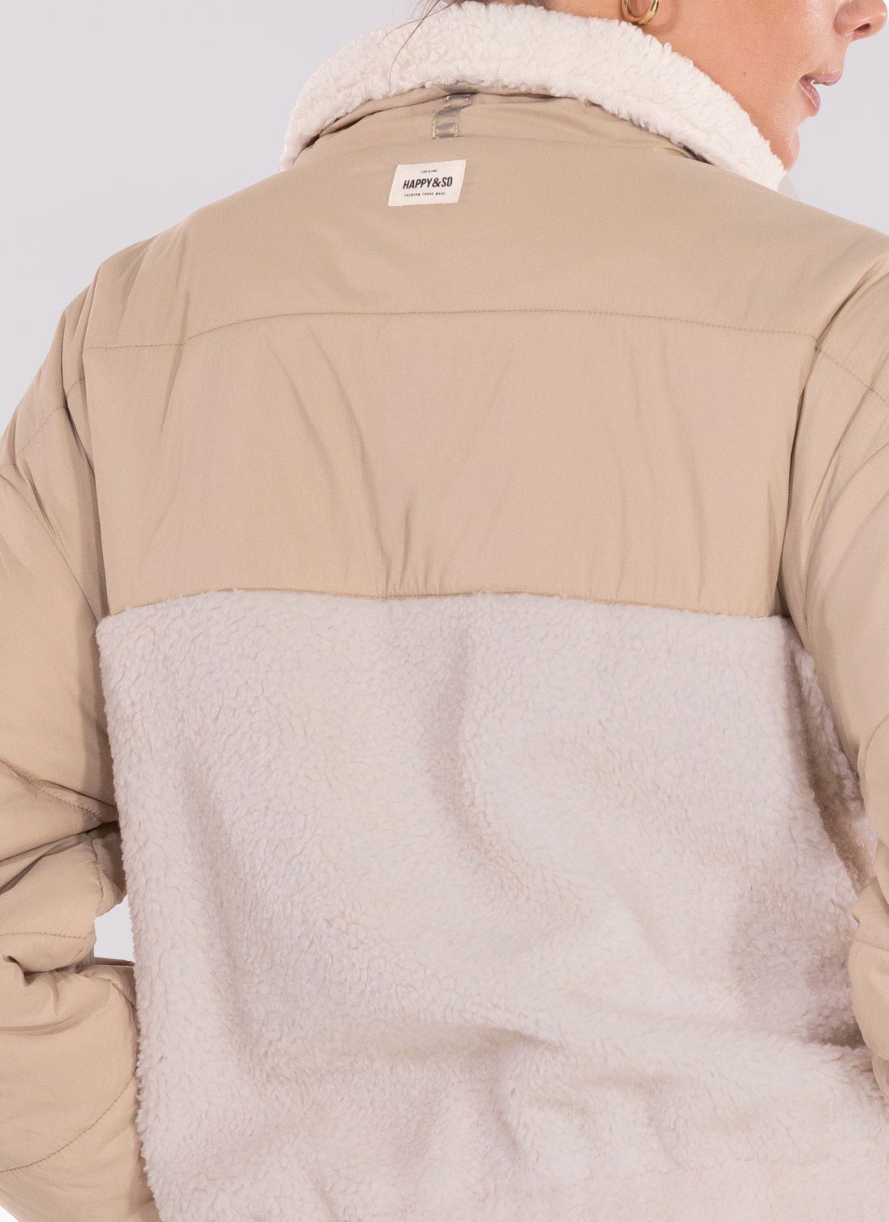 BLOUSON BI-MATIÉRE ADELE CRÈME - BEIGE