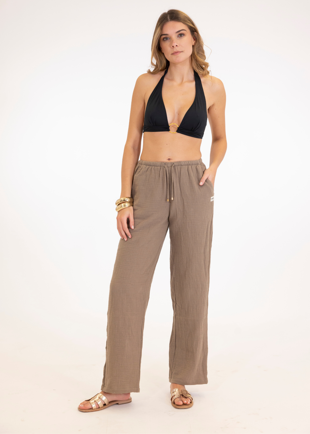 PANTALON DROIT PLAGE AURORE LATTE