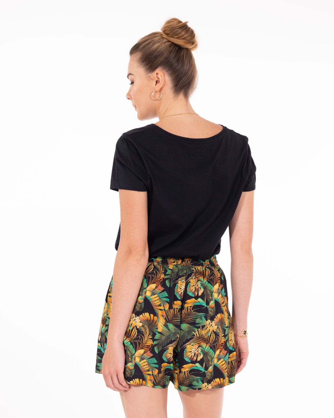 SHORT FLUIDE IMPRIME DEEP KAKI