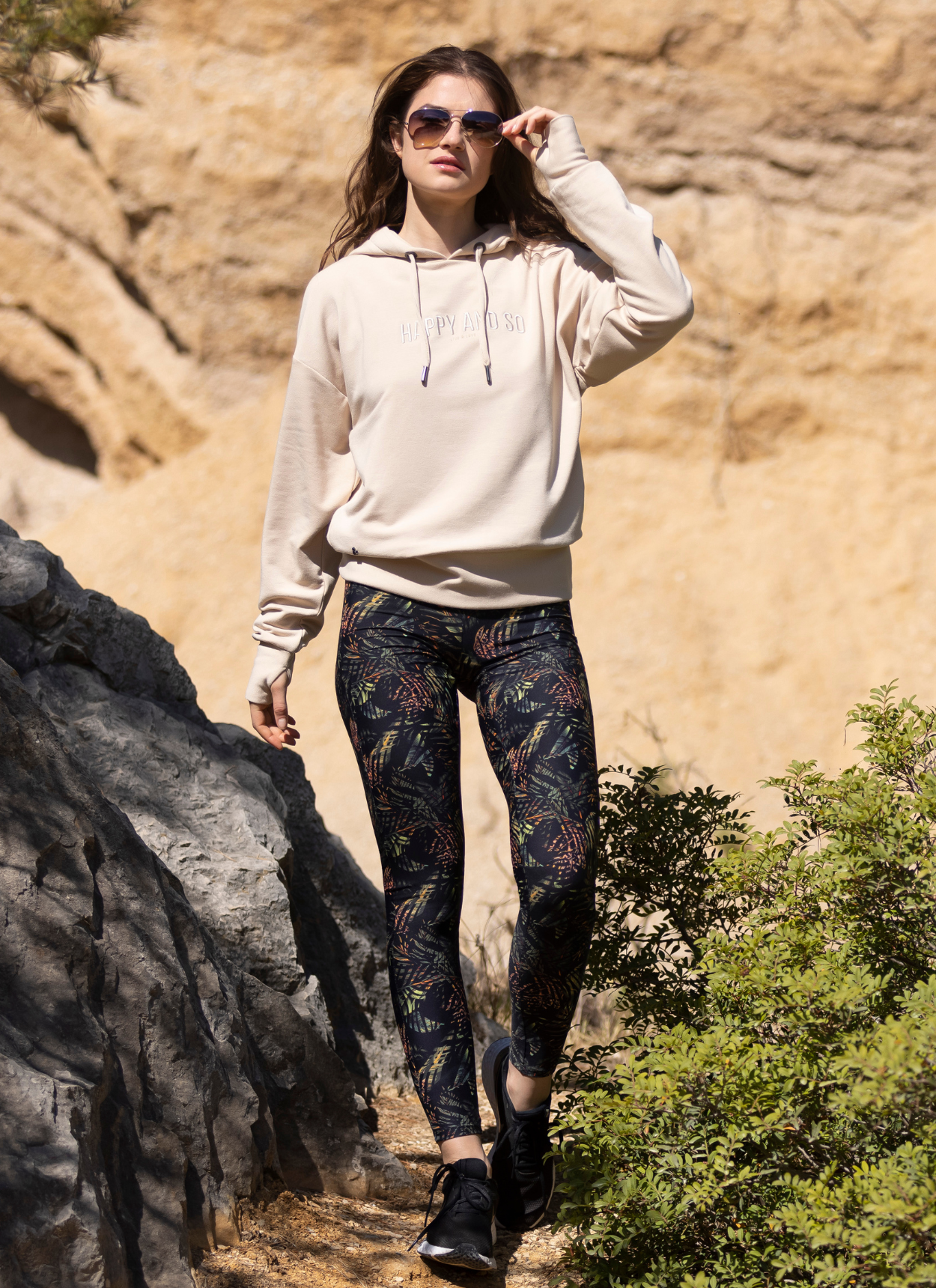 LEGGING FITNESS IMPRIMÉ SAFARI - NOIR