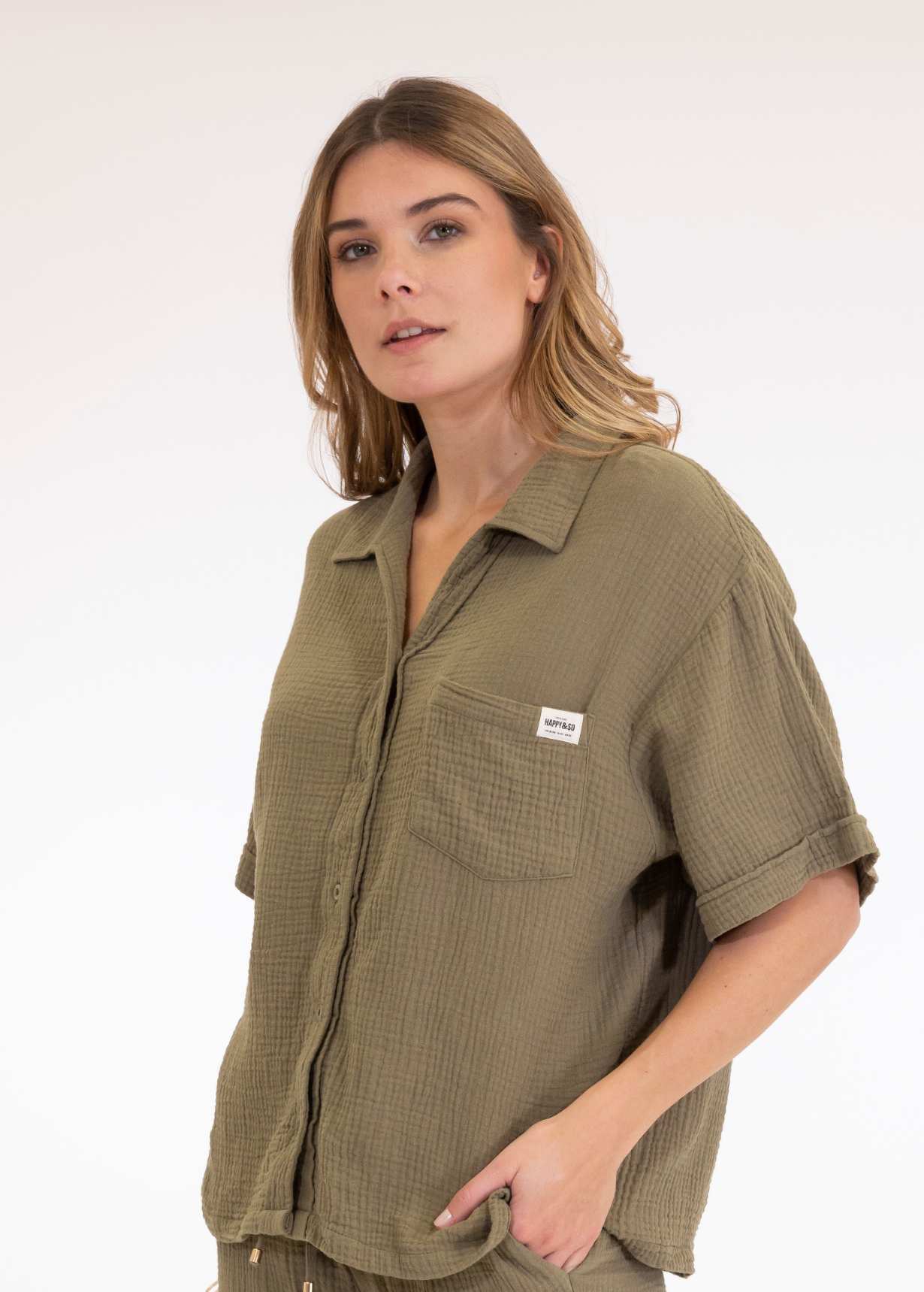 CHEMISE PLAGE MANCHES COURTES ORIANE KAKI