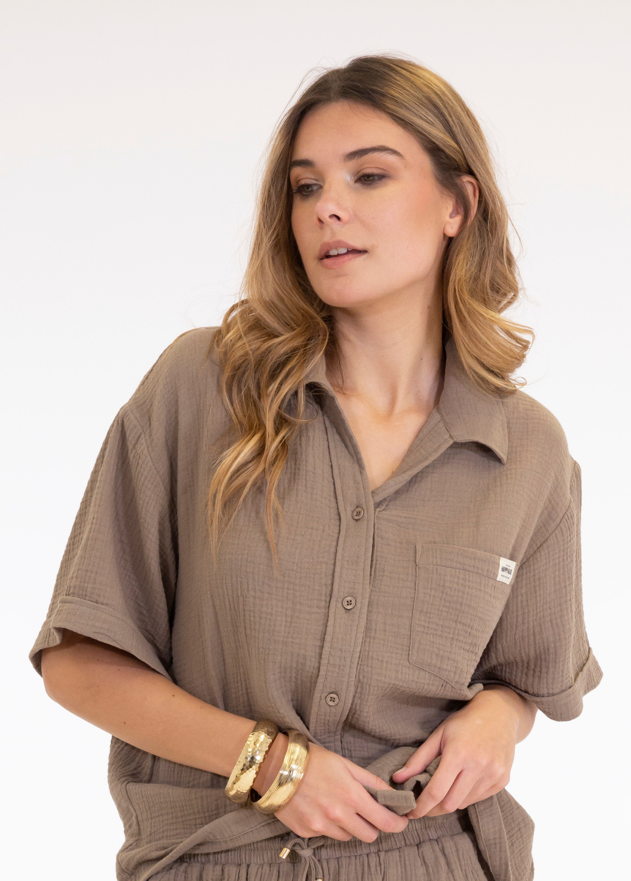 CHEMISE PLAGE MANCHES COURTES ORIANE LATTE