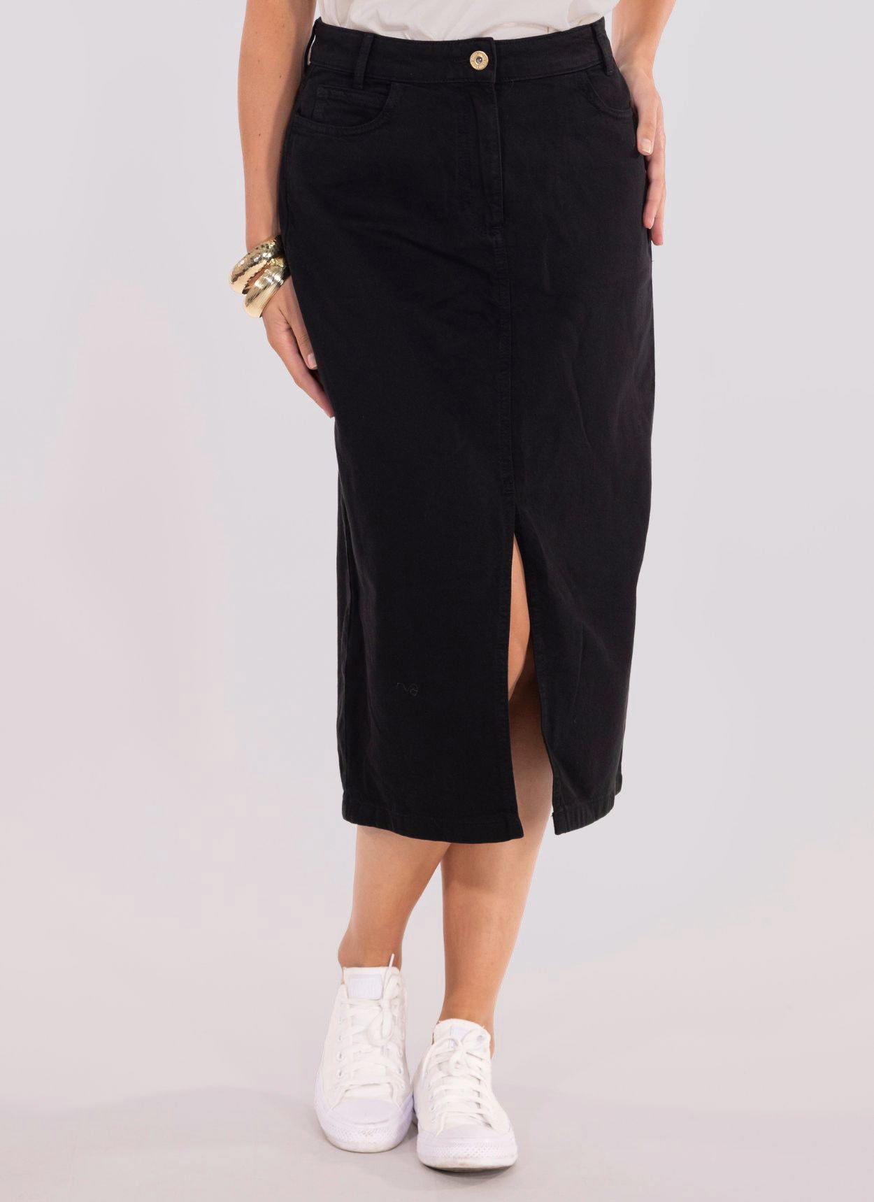 JUPE LONGUE DENIM AIMY NOIR