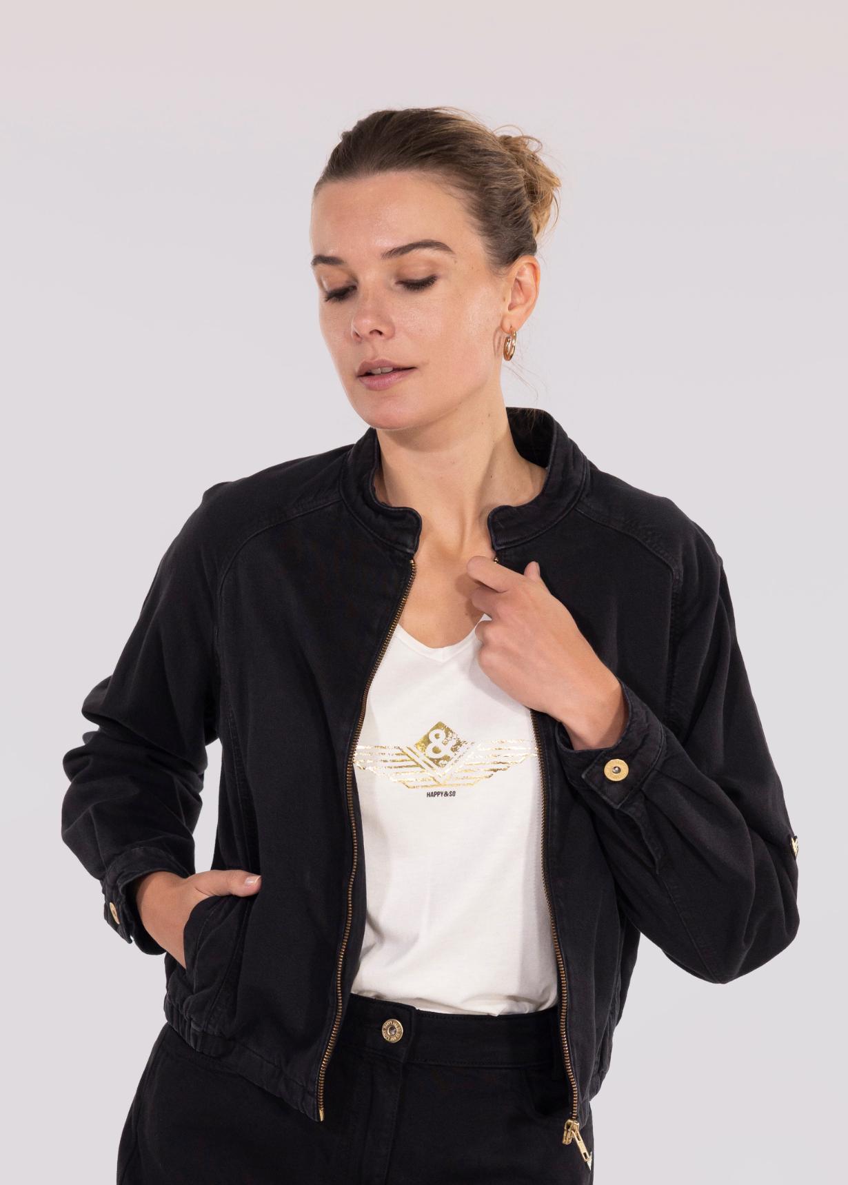 VESTE COURTE DENIM AUDREY NOIR