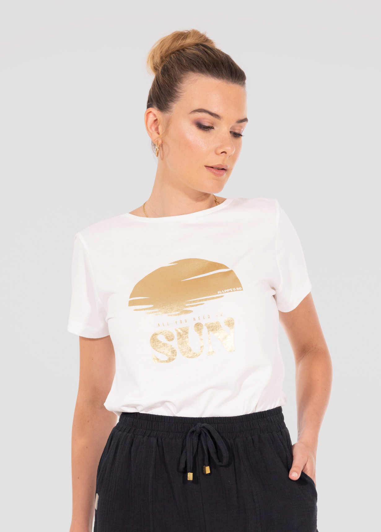 TEE-SHIRT COTON BLANC - OR