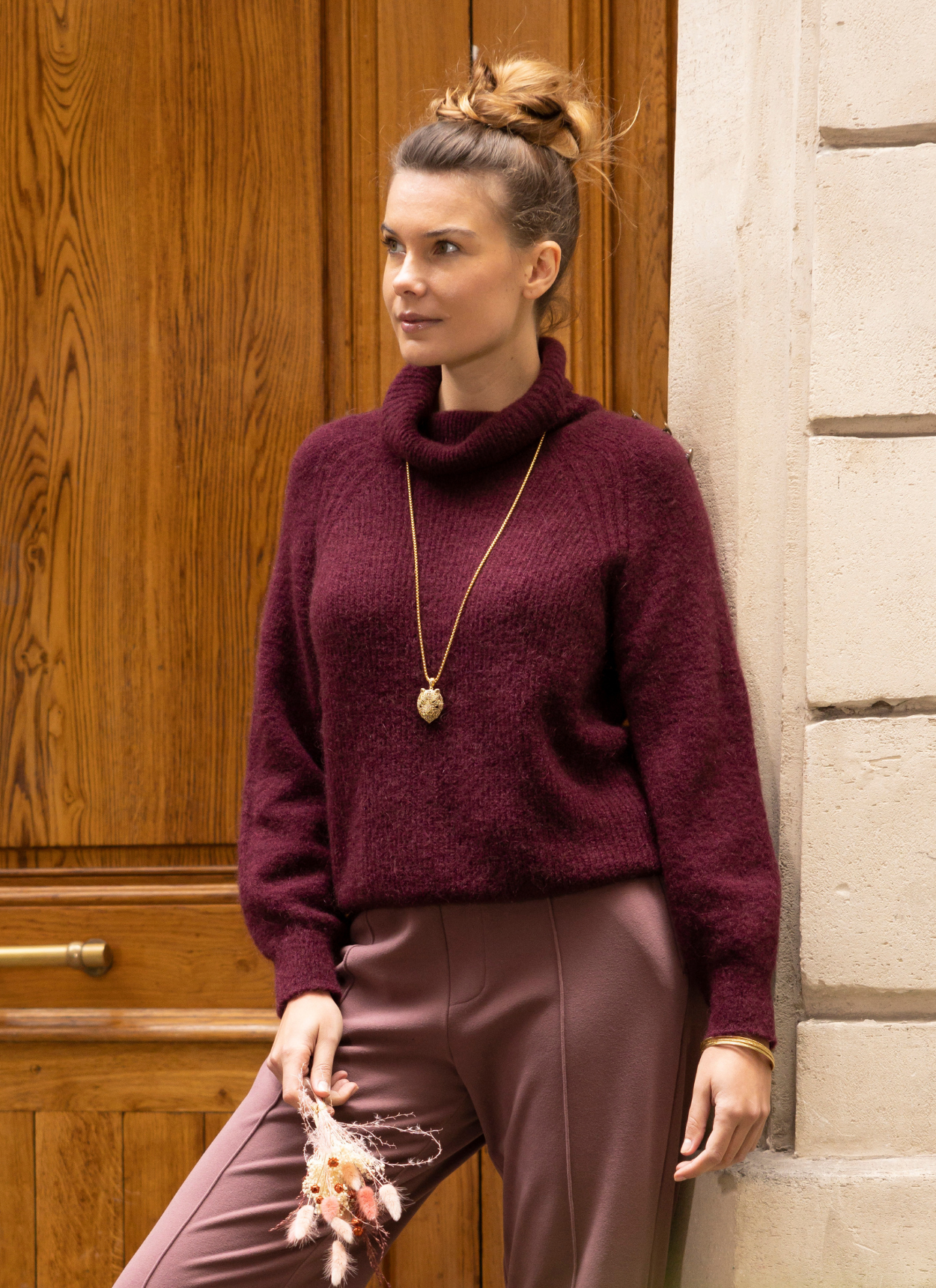 PULL COL ROULÉ NINA PRUNE
