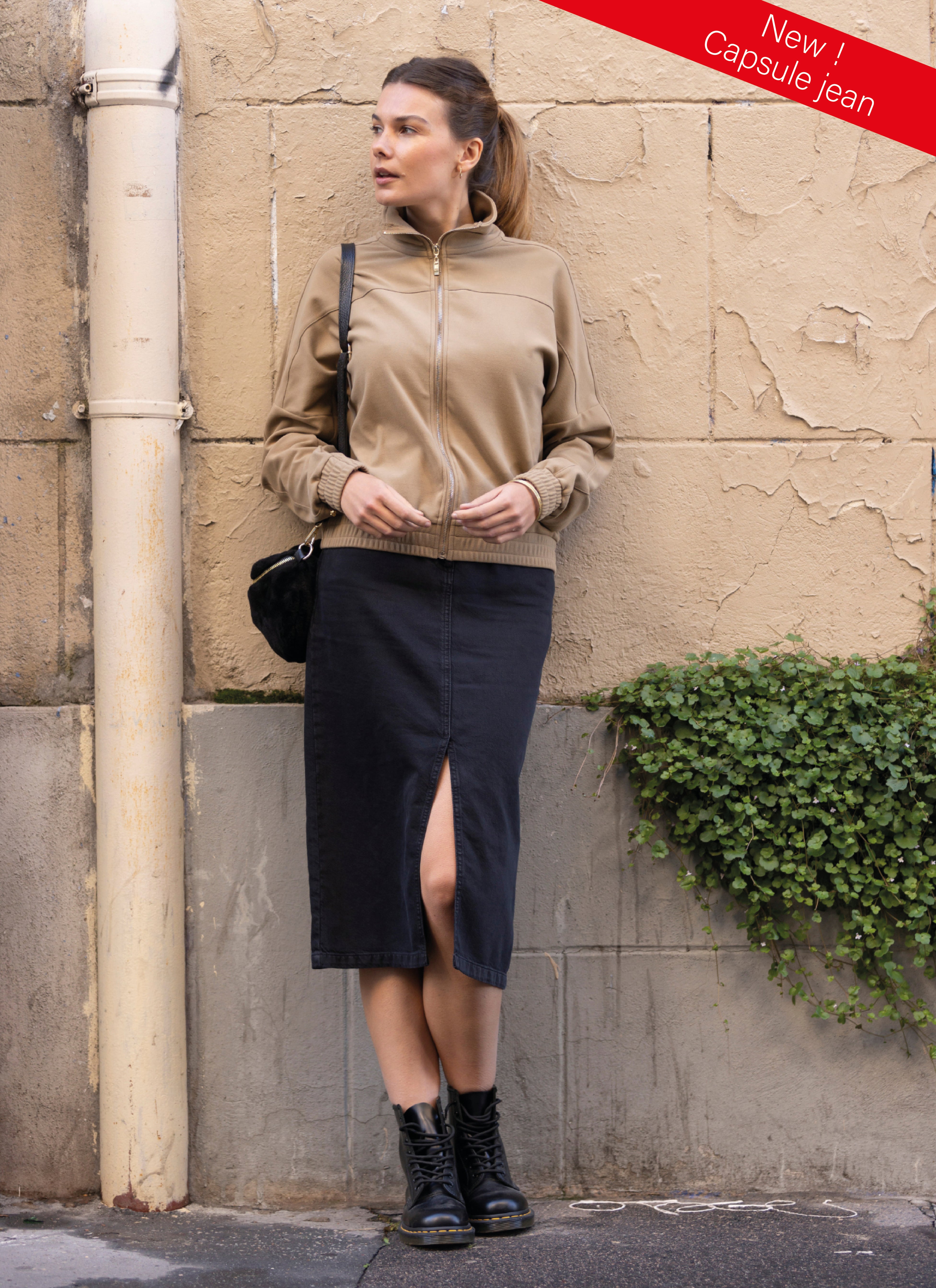 JUPE LONGUE DENIM AIMY NOIR