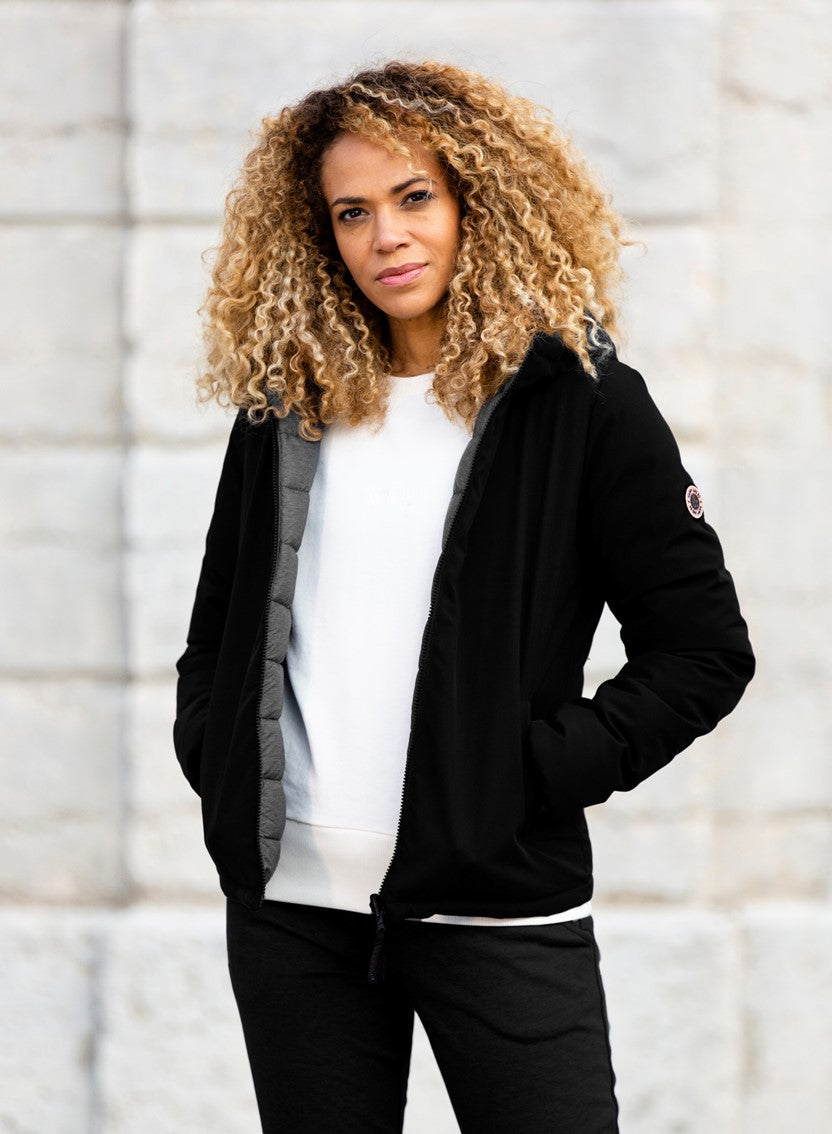 DOUDOUNE REVERSIBLE RECYCLEE NOIR - GRIS CHINE