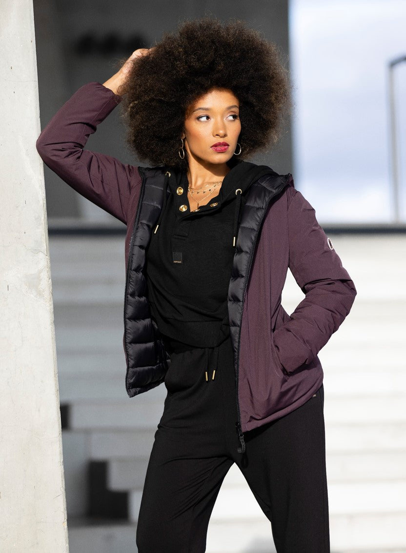 DOUDOUNE REVERSIBLE RECYCLEE BORDEAUX - NOIR