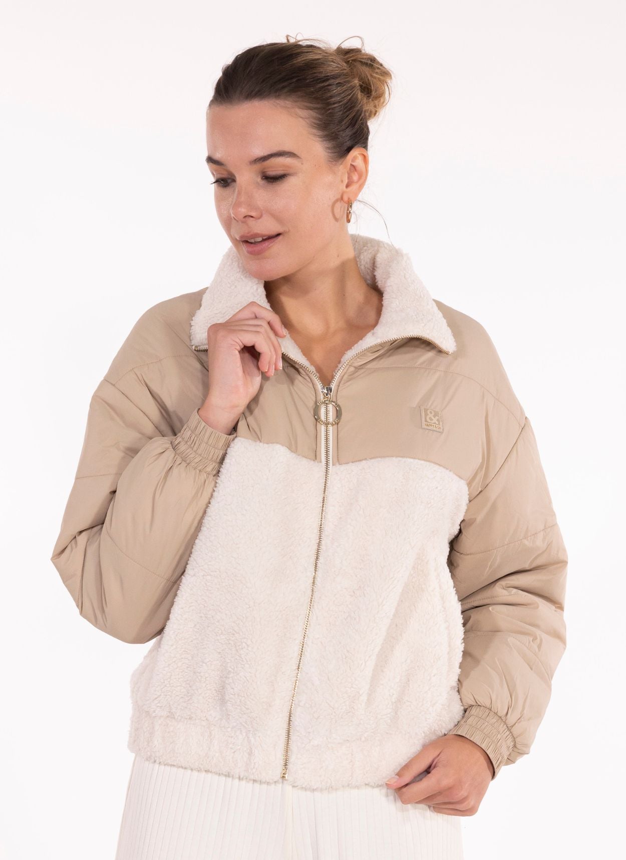 BLOUSON BI-MATIÉRE ADELE CRÈME - BEIGE