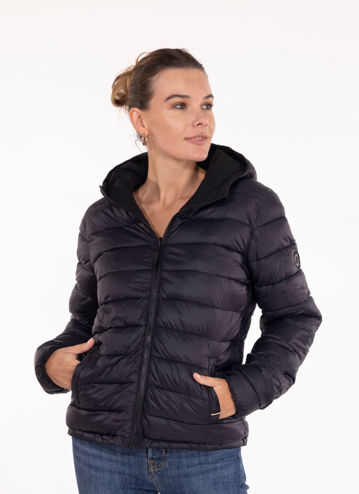 REVERSIBLE BLACK DOWN JACKET - SHINY BLACK 