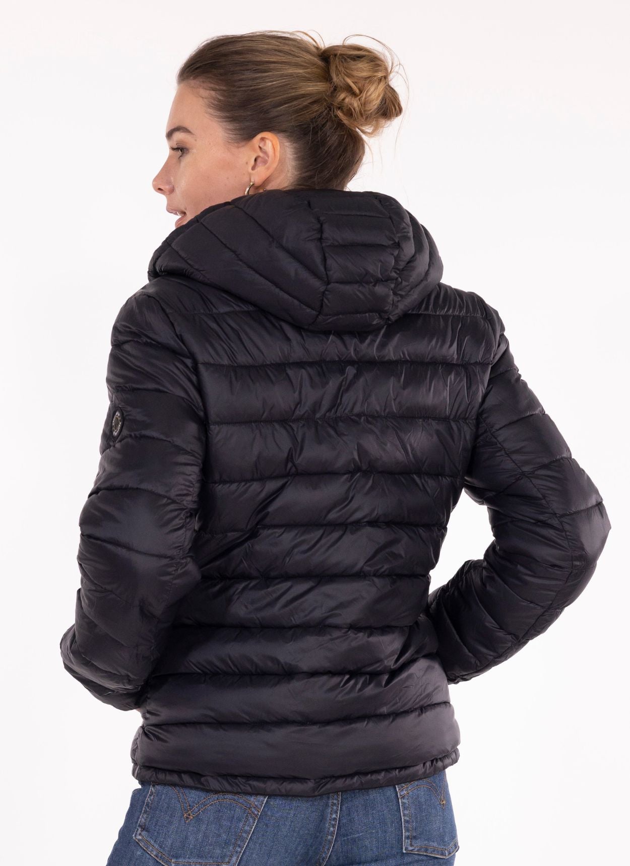 REVERSIBLE BLACK DOWN JACKET - SHINY BLACK 