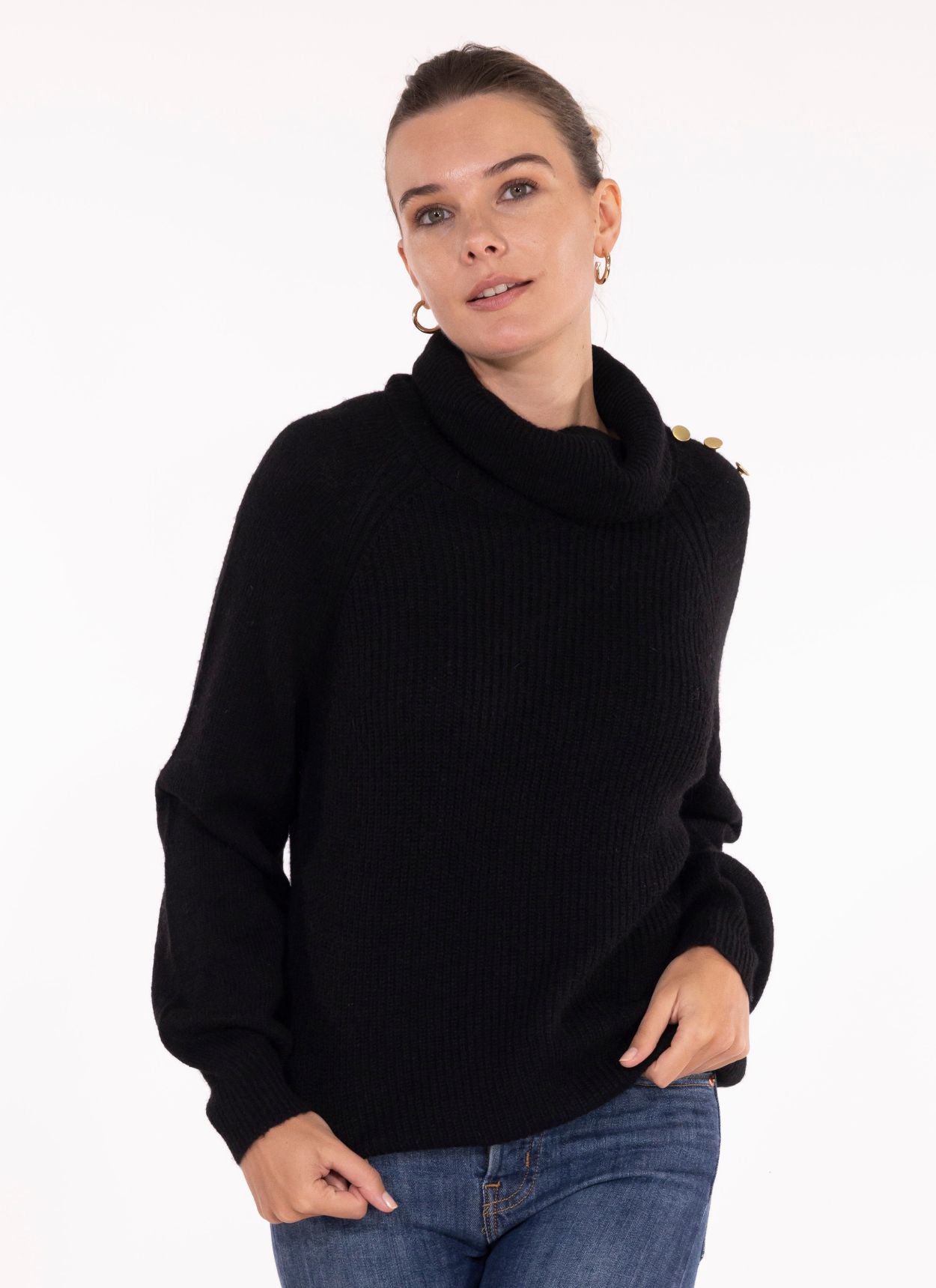 PULL COL ROULÉ NINA NOIR