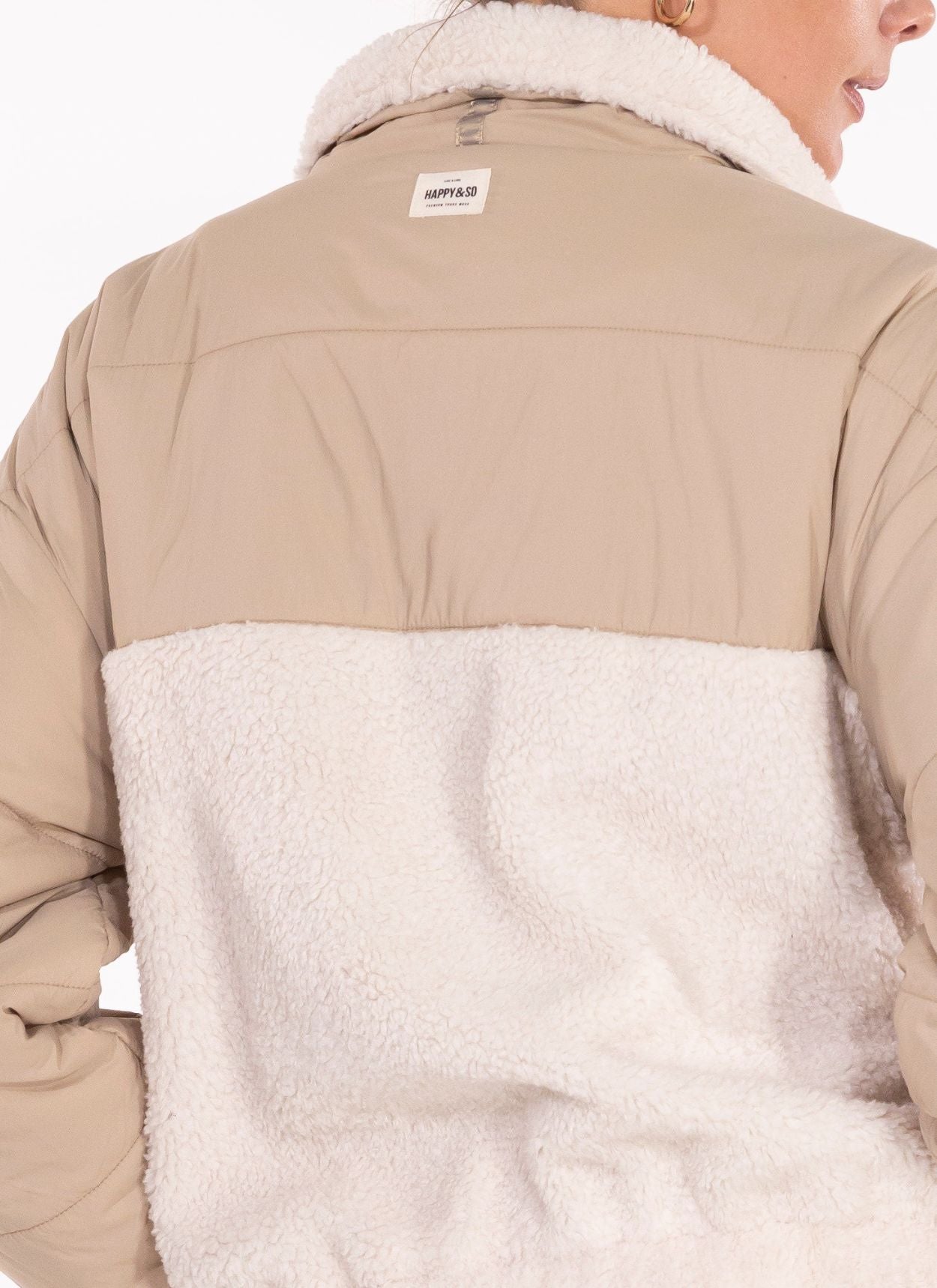 BLOUSON BI-MATIÉRE ADELE CRÈME - BEIGE