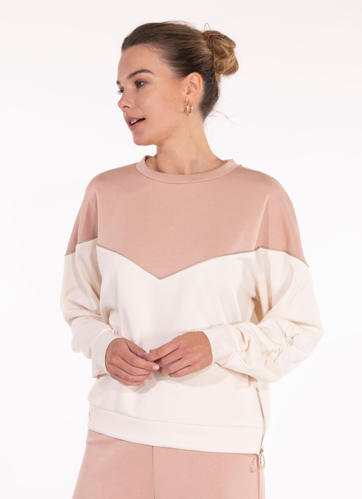 SWEAT COL ROND LOLA CRÈME - BOIS DE ROSE