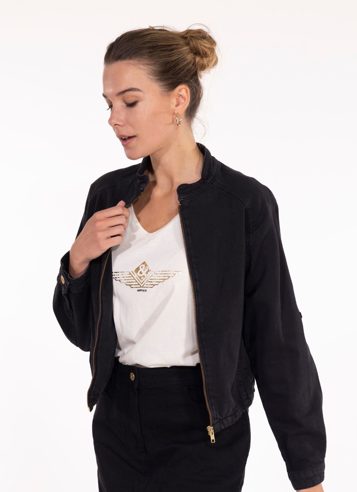 VESTE COURTE DENIM AUDREY NOIR