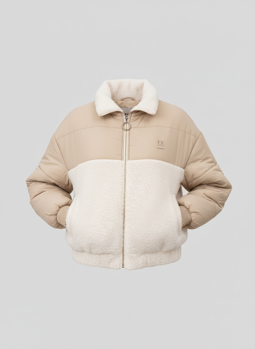 BLOUSON BI-MATIÉRE ADELE CRÈME - BEIGE