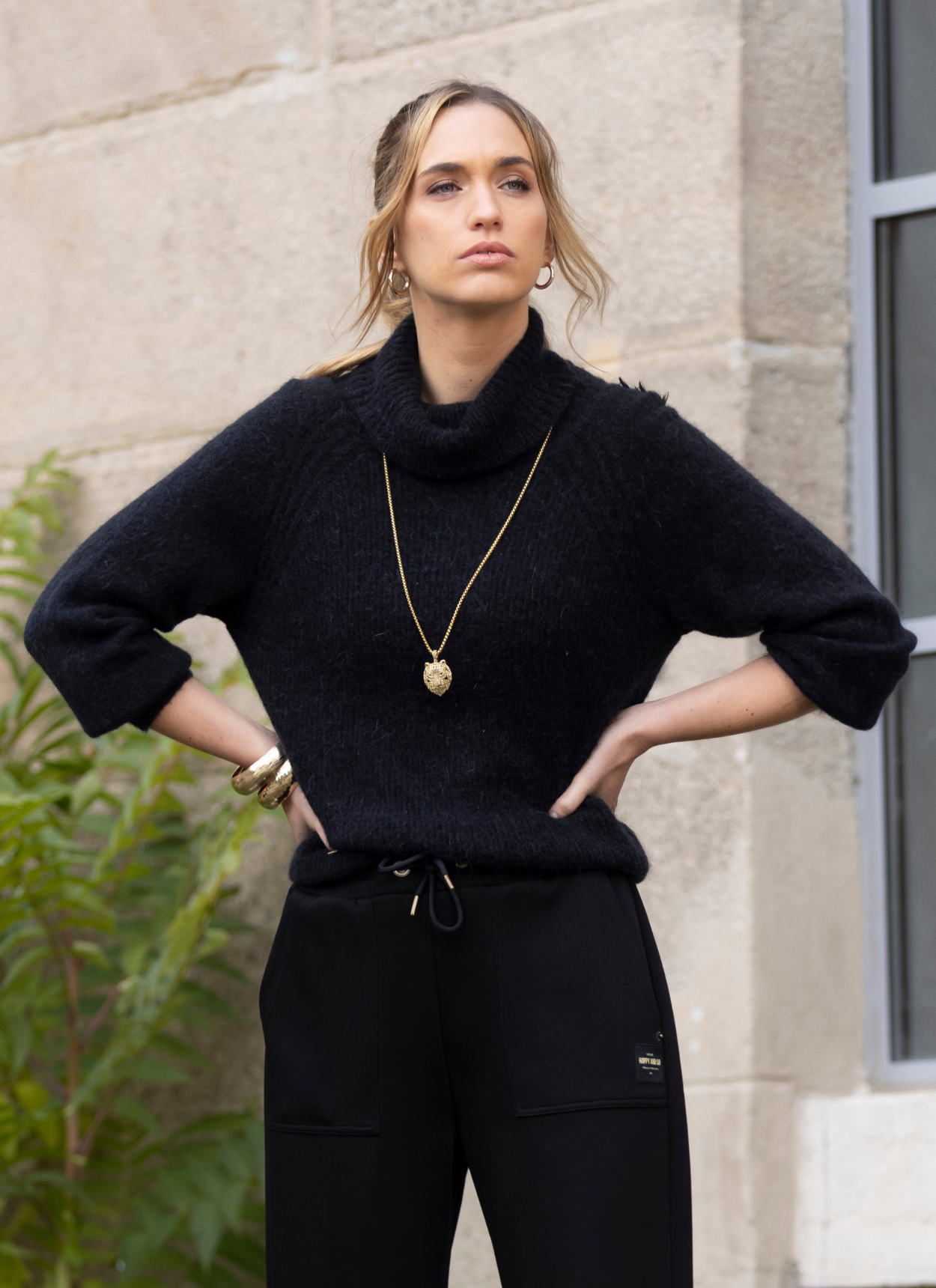 PULL COL ROULÉ NINA NOIR