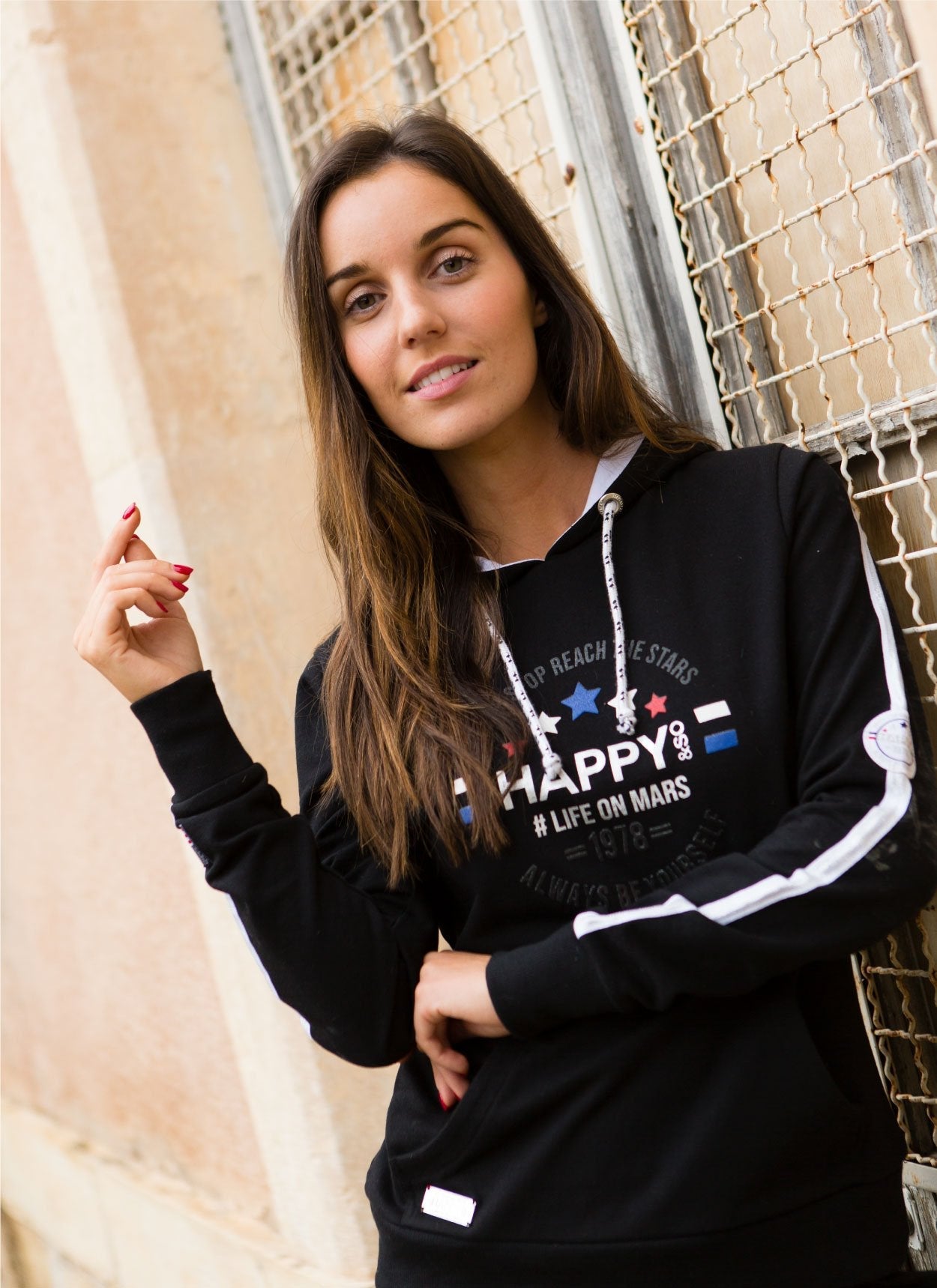 SWEAT CAPUCHE FRENCH TERRY NOIR - ARGENT - Happy & So