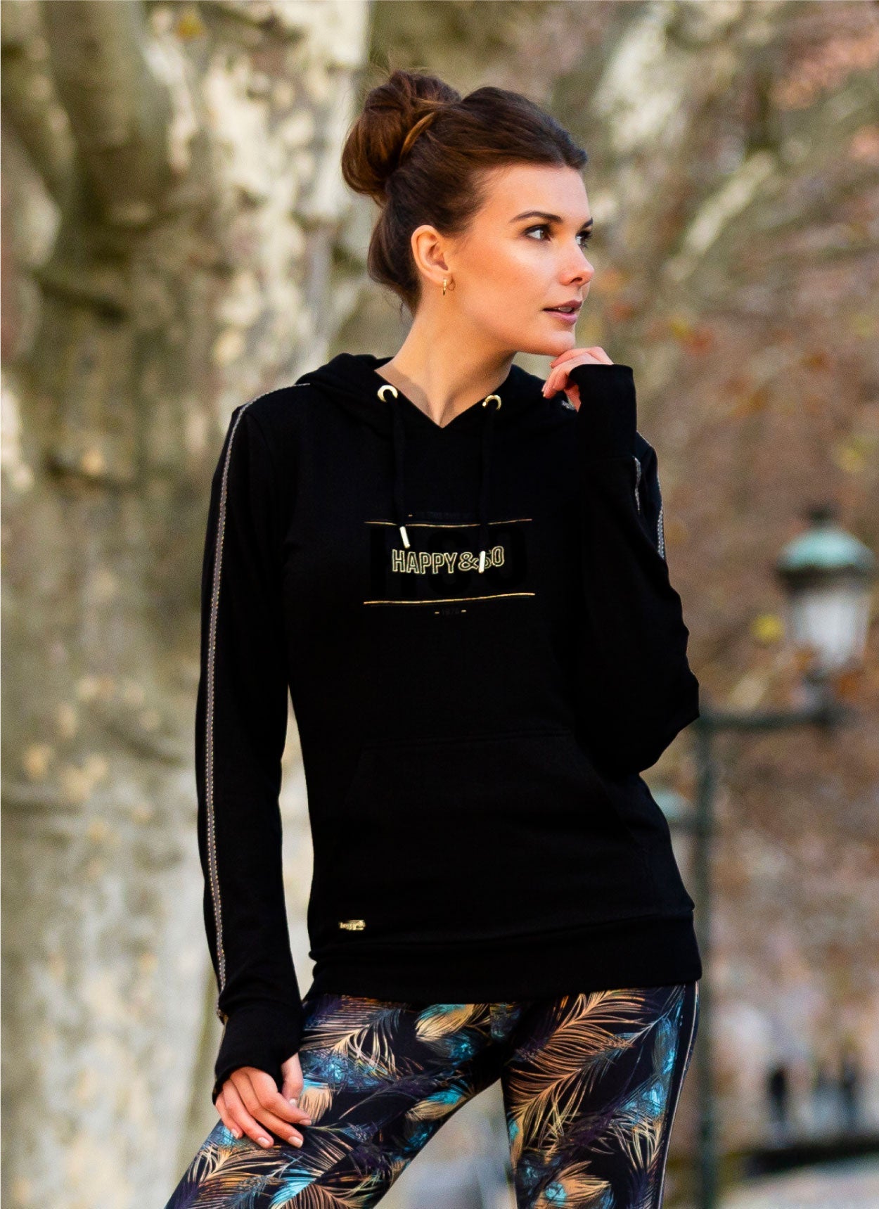 HOODED SWEATSHIRT SOFT TOUCH BLACK - GOLD