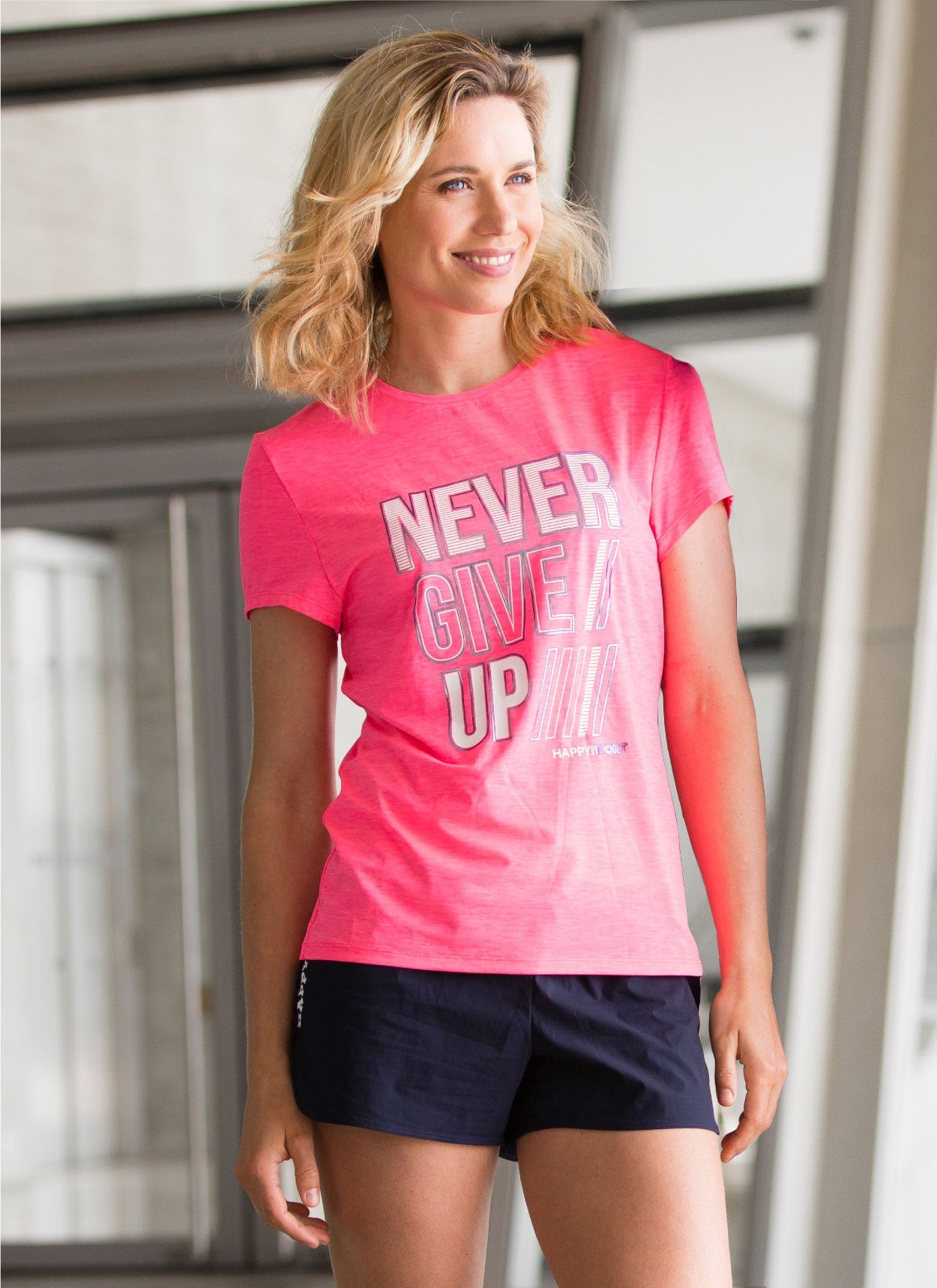 FLUO PINK GRAPHIC T-SHIRT - NAVY
